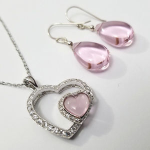 925 Pink Demi Parure Set Necklace & Earrings